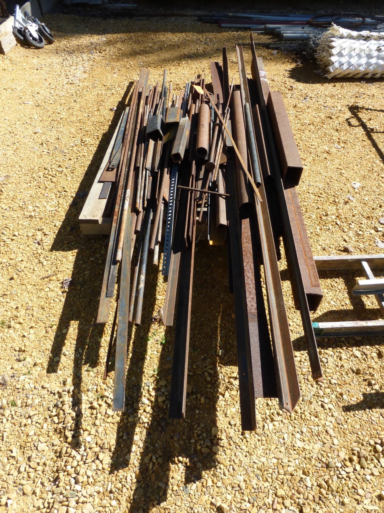 Pallet of Box Tubing, Angle Iron and Rebar