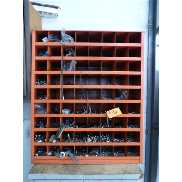 Orange Cabinet c/w Qty of Nuts and Bolts