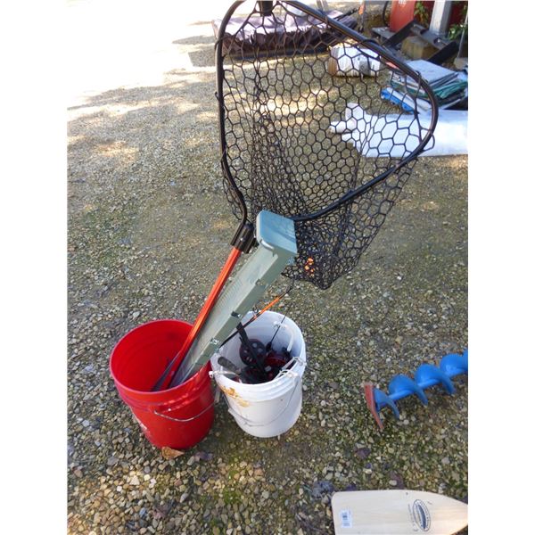 Fish net, fish jiggers and hole cleaner