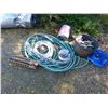 Image 1 : Garden hoe, gardening tools, discharge line, lawn sprinkler, tomato cages and hose fittings