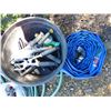 Image 2 : Garden hoe, gardening tools, discharge line, lawn sprinkler, tomato cages and hose fittings