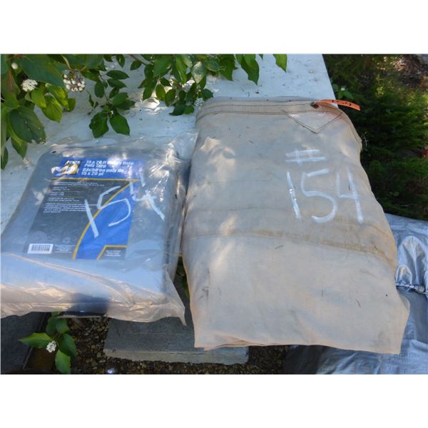 Canvas tarp and new 15'x20' heavy duty tarp