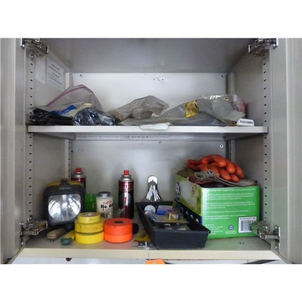 Qty of zip ties, work gloves, tire tube, gauges, tape, ribbon and misc.