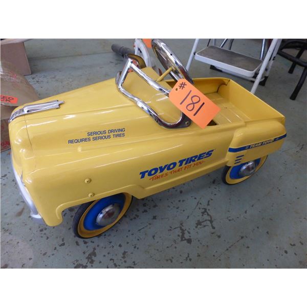 Antique Metal Pedal Car, Team Toyo (Approx. 35+ Years Old)