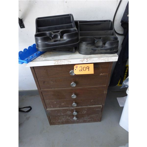 6 drawer cabinet c/w auto elec. Connectors, strippers, pliers, plugs, air chucks, pad locks and misc
