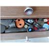 Image 4 : 6 drawer cabinet c/w auto elec. Connectors, strippers, pliers, plugs, air chucks, pad locks and misc