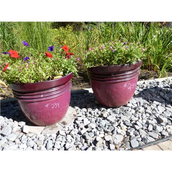 3- planters and bird bath