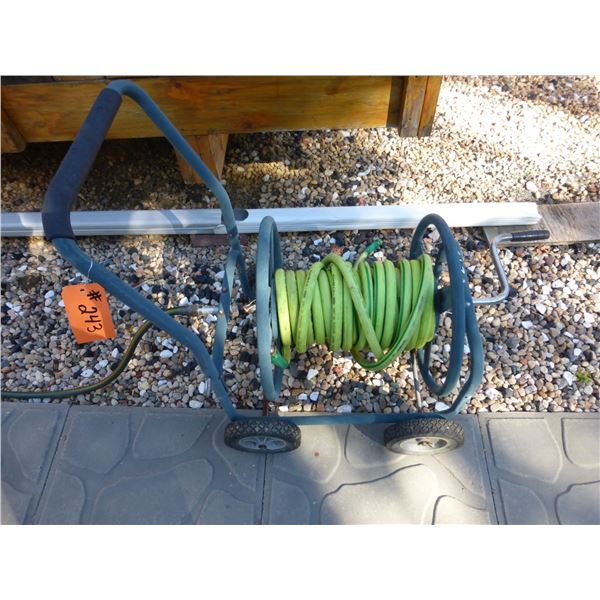 Rolling garden hose on wheels