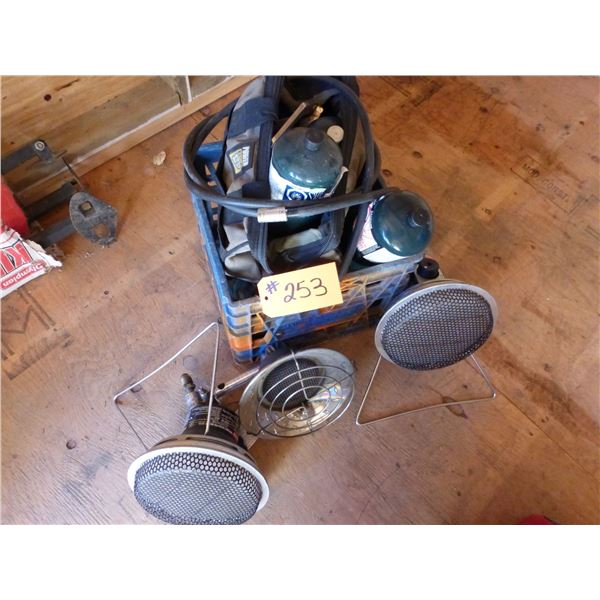 3- Mr. Heaters and propane bottles