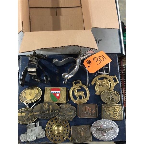 Box of buckles, spurs and sprays