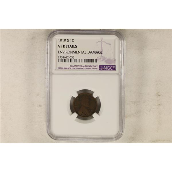 1919-S LINCOLN CENT NGC VERY FINE DETAILS