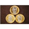 Image 1 : 3 GOLD & SILVER COLORIZED BU PRESIDENTIAL DOLLARS.