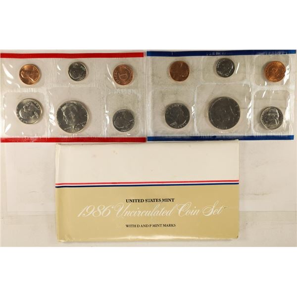 1986 US MINT SET (UNC) P/D (WITH ENVELOPE)