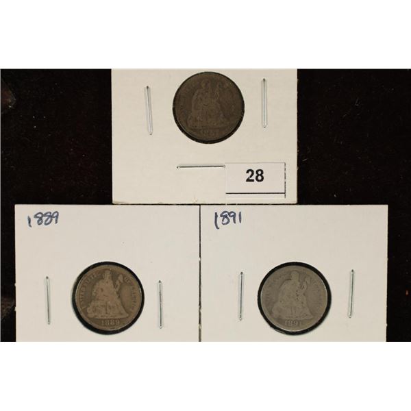 1887, 1889 & 1891 SEATED LIBERTY DIMES