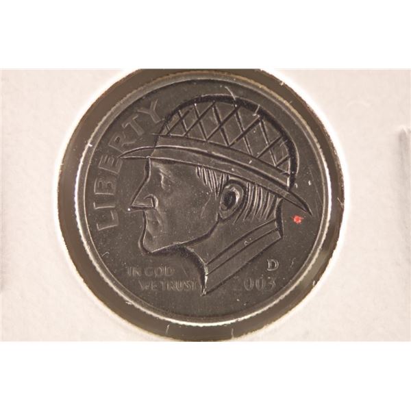 HOBO DIME ON A 2003-D ROOSEVELT DIME BRILLIANT UNC