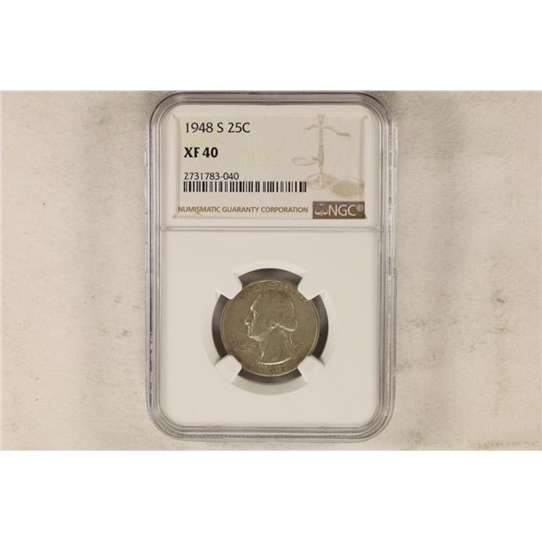 1948-S WASHINGTON SILVER QUARTER NGC XF40