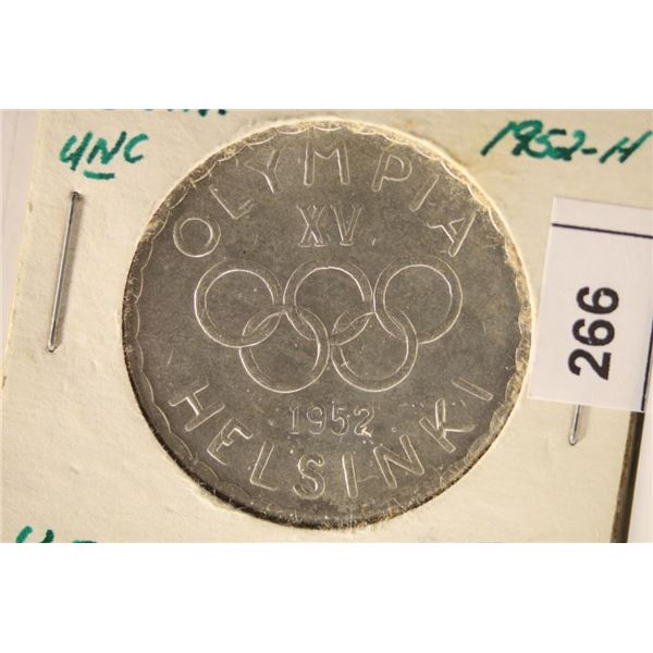 1952-H FINLAND OLYMPICS SILVER 500 MARKKA BU COIN