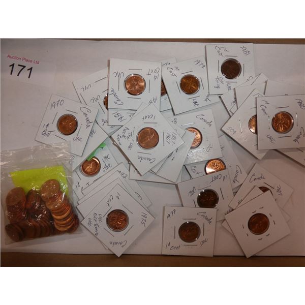 collection of assorted Canadian pennies