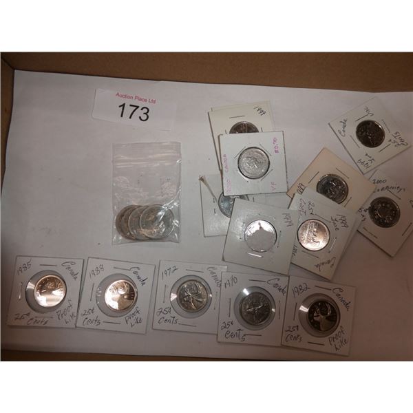 collection assorted Canadian quarters