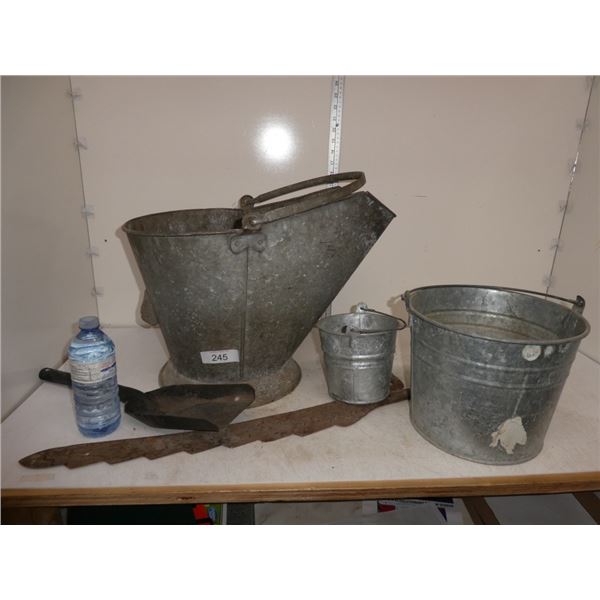 galvanized buckets & scoop