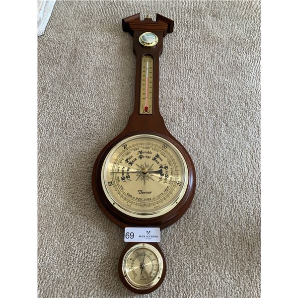 Vintage Wooden Thermor Weather Station - Thermometer, Barometer and Hygrometer