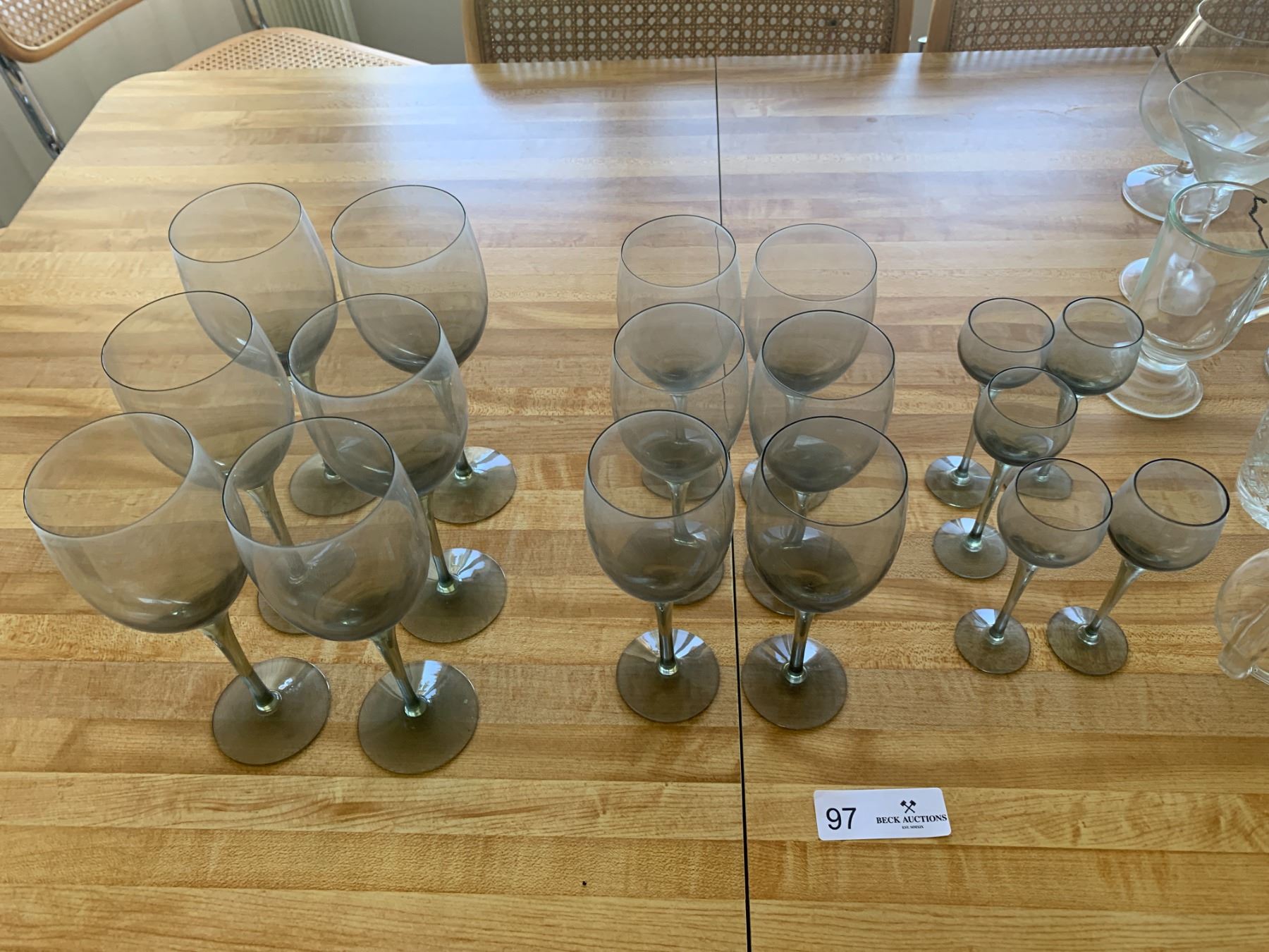 Orrefors "Fantasy" Smoked Crystal Stemware Collection and Assorted