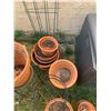 Image 3 : Assortment of Clay Planters, Metal Stands, and 2 x Metal Trellises