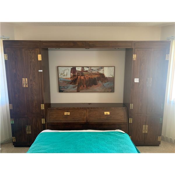 4-Piece Henredon Vintage Walnut and Brass Bedroom Set - Campaign Series Scene 1 Collection