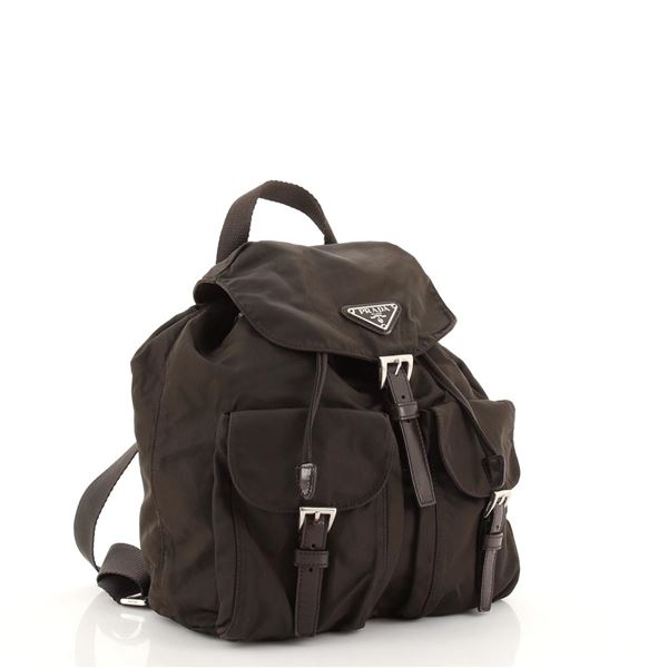 Prada Double Front Pocket Backpack Tessuto Small