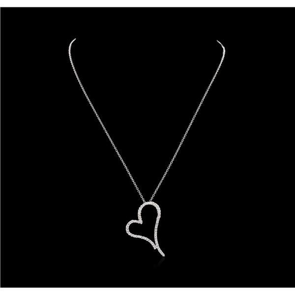 1.18 ctw Diamond Heart Pendant With Chain - 14KT White Gold