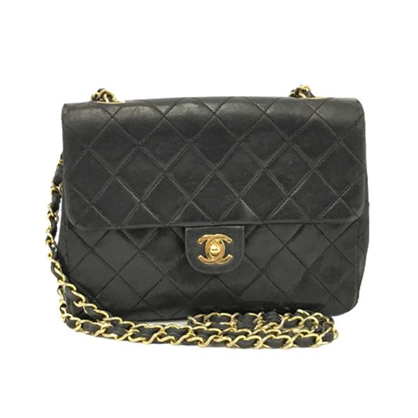 Chanel Vintage Black Quilted Lambskin Leather CC Mini Flap Shoulder Bag