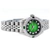 Image 5 : Rolex Ladies Stainless Steel 26MM Green Vignette Diamond Oyster Perpetual Dateju