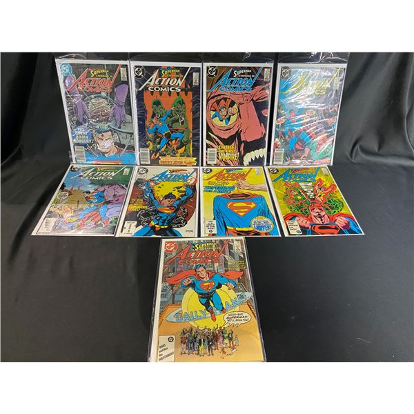 DC ACTION COMICS 1986 ISSUES 575-583 COMIC BOOKS (583 IS THE FINAL ISSUE BEFORE THE ACTION COMICS