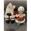Image 1 : SANTA AND MRS. CLAUSE HAND PAINTED FIGURINES 15" TALL AND 13" TALL