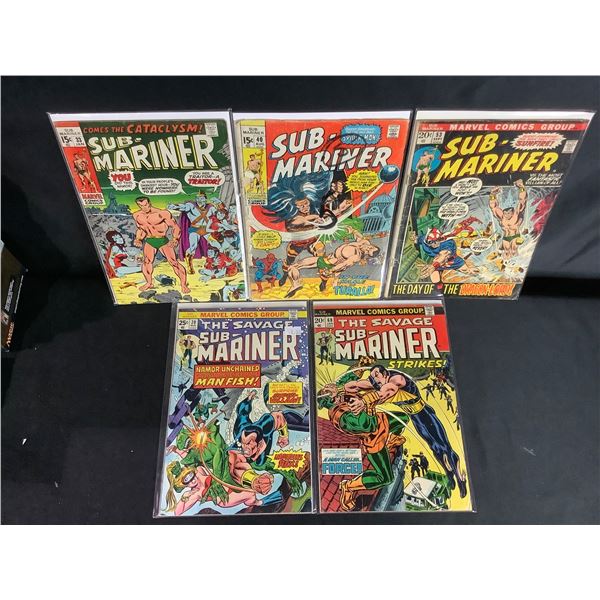 5 MARVEL SUB-MARINER COMIC BOOKS WITH FIRST APPEARANCES (#68 FORCE & #70 PIRANHA): 33, 40,