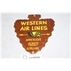 Image 1 : Porcelain Fantasy Sign - Western Airlines - x inches long