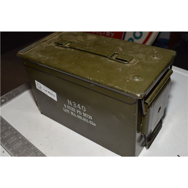 Military shell box with contents - Bodnarus Auctioneering