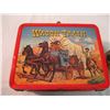 Image 2 : Wagon Train lunch box with Hopalong Cassidy thermos (handle loose on lunch kit)