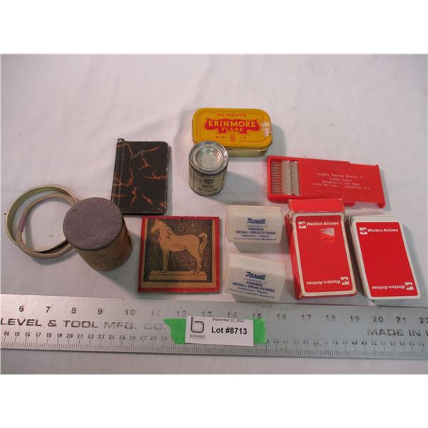 misc tins, manitou mineral crystals