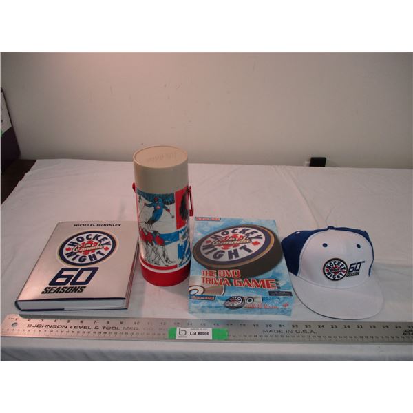 Hockey Night in Canada - Hardcover Book, trivia game, hat + Aladdin sports Thermos