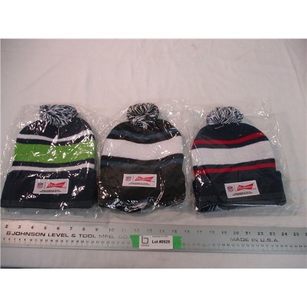 (3) Budweiser NFL toques, new in package