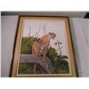 Image 2 : Mountain lion painting framed art - Saskatchewan artist Paulette Sapergia - 20.5x25 "Treed Cougar" 1