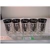 Image 1 : (5) Silver rimmed drinking glasses from 1960's - with knight and shield motif