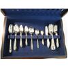 Image 2 : Vintage WM Rogers Bros 1847 (64 piece) silverplate flatware set with original wood box