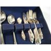 Image 6 : Vintage WM Rogers Bros 1847 (64 piece) silverplate flatware set with original wood box