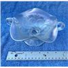 Image 1 : Dugan Frosty White “Question Marks” Carnival Glass 7” Two-Handled Footed Nappy - Rare
