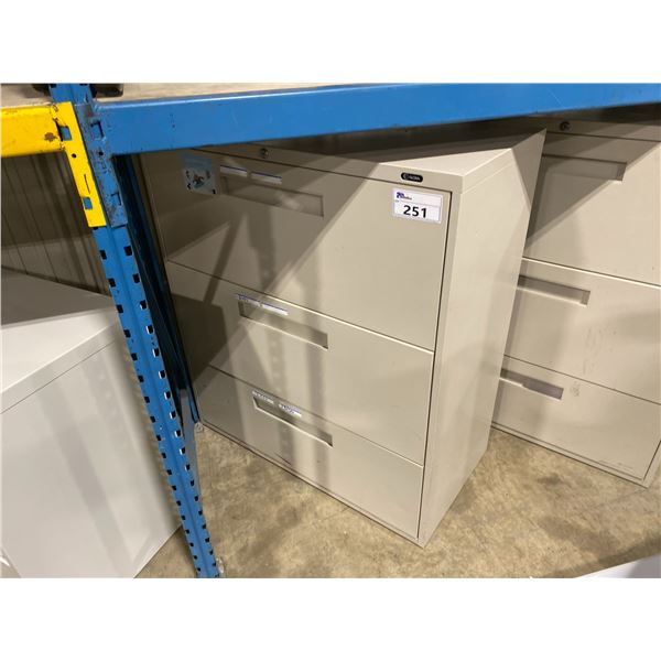 GLOBAL BEIGE 3 DRAWER METAL LATERAL FILE CABINET