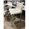 Image 2 : PAIR OF WHITE METAL FRAMED PLASTIC STACKING COUNTER HEIGHT STOOLS
