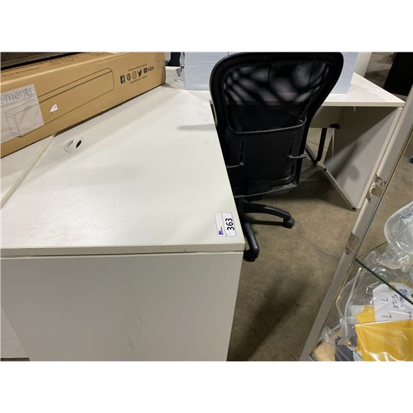 WHITE L-SHAPED EXECUTIVE DESK WITH 3 DRAWER MOBILE PEDESTAL