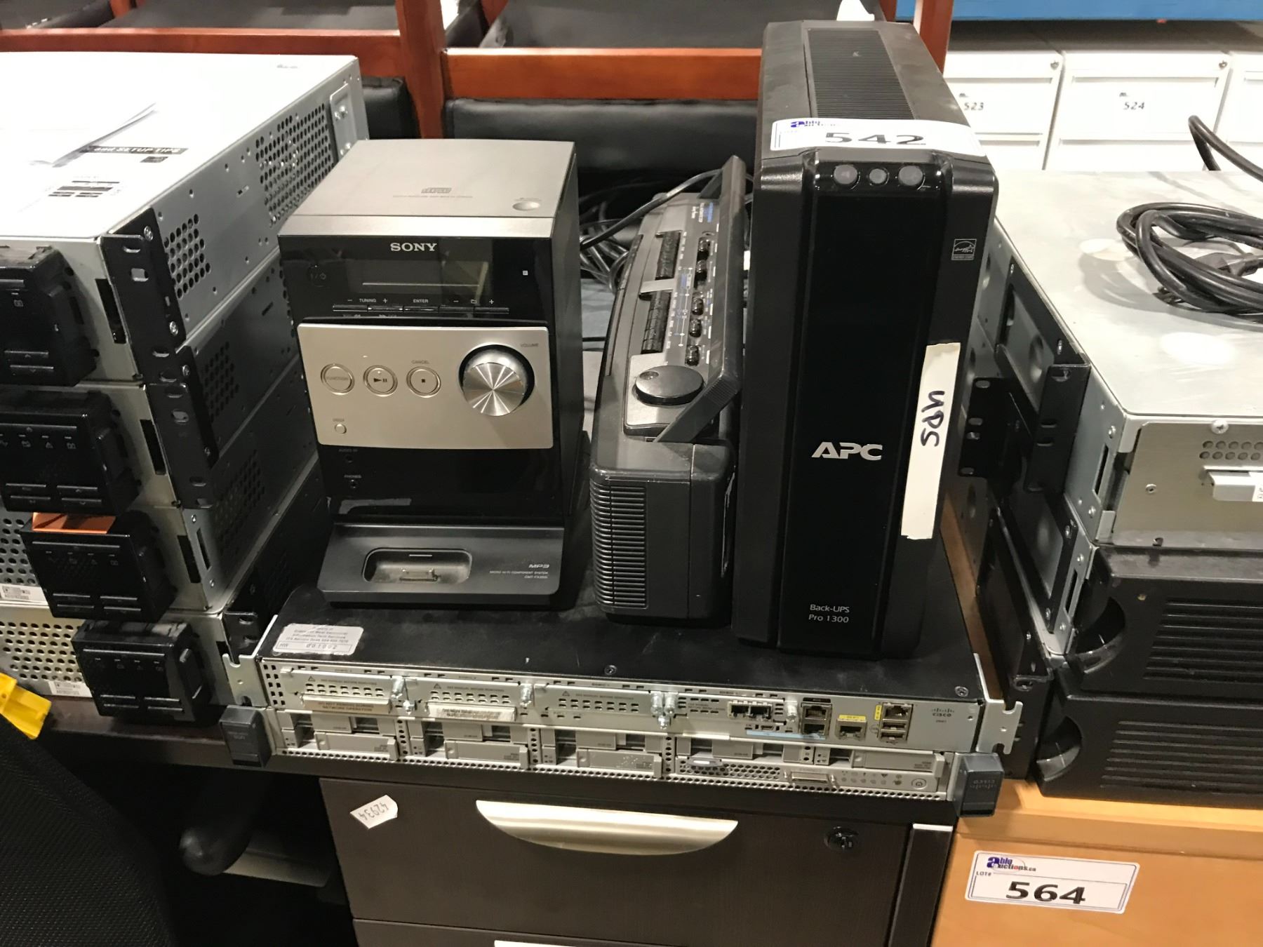 APC BATTERY BACKUP, SONY MP3 RADIO, SEIKO STEREO AND CISCO RACK MOUNT ...